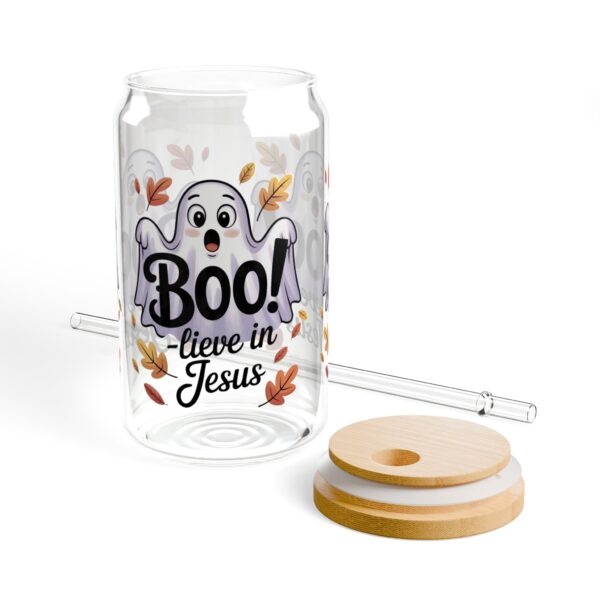 Model of Boo!-lieve in Jesus Cute Ghost Sipper Glass 16oz 4