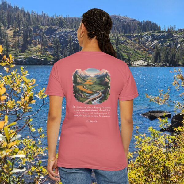 The Lord is Not Slow in Keeping His Promises Christian T-Shirt - 2 Peter 3:9 61 Model of The Lord is Not Slow in Keeping His Promises Christian T-Shirt - 2 Peter 3:9 60