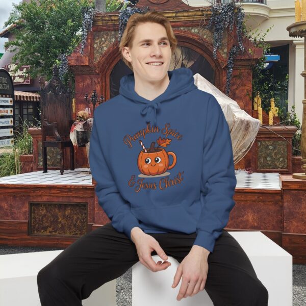 Model of Pumpkin Spice and Jesus Christ Christian Hoodie - Unisex 50