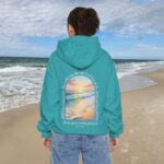 Model of The Day the Lord Has Made Christian Hoodie - Comfort Colors Beach Sunset Psalm 118:24 Christian Sweatshirt 64