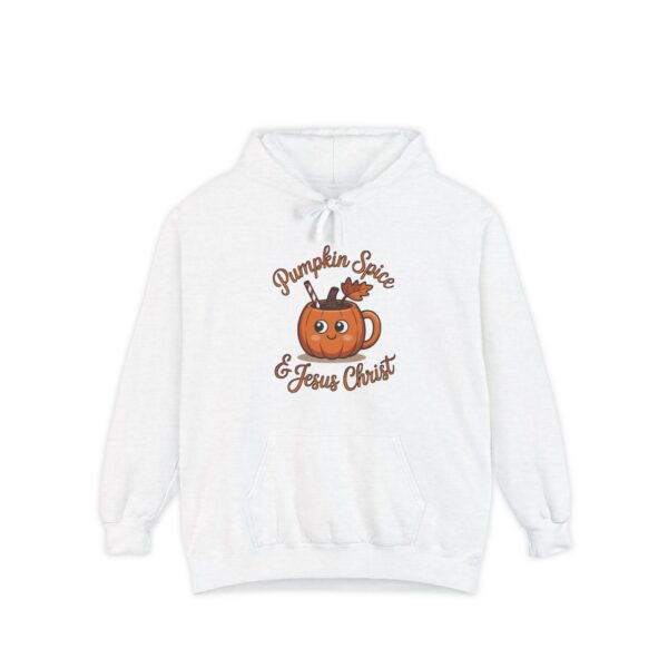 Model of Pumpkin Spice and Jesus Christ Christian Hoodie - Unisex 4