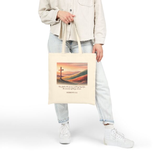 Model of Faith the Conviction of Things Not Seen Sunset Cross Christian Tote Bag - Hebrews 11:1 8