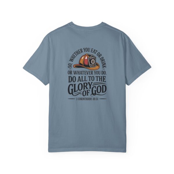 Model of Christian Firefighter T-Shirt 1 Corinthians 10:31 - Do All to the Glory of God 26