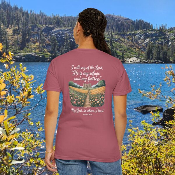 Model of The Lord is My Refuge Christian T-Shirt - Psalm 91:2 66