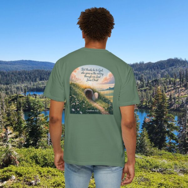 Model of Thanks Be to God Christian T-Shirt - 1 Corinthians 15:57 2