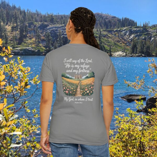 Model of The Lord is My Refuge Christian T-Shirt - Psalm 91:2 42