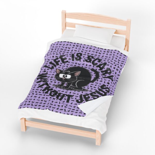 Model of Life is Scary Without Jesus Christian Blanket - Black Cat Velveteen Blanket 2