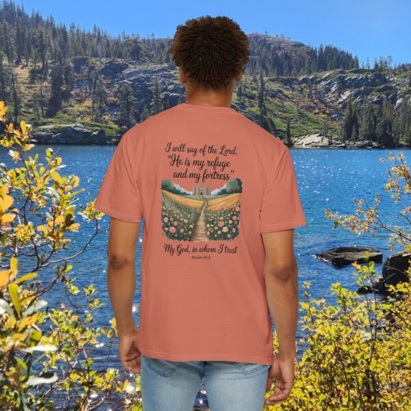 Model of The Lord is My Refuge Christian T-Shirt - Psalm 91:2 8