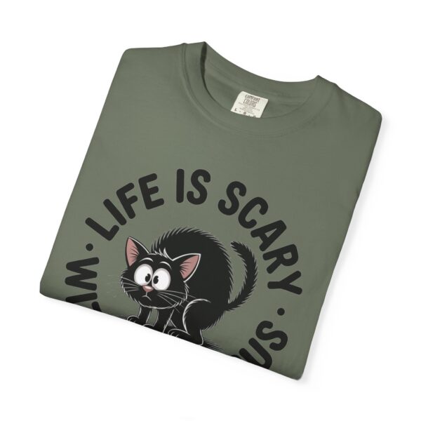 Model of Life Is Scary Without Jesus Christian T-Shirt - Scared Black Cat Tee 46
