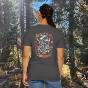 Give Thanks to the Lord Fall Christian T-Shirt - Psalm 136:1 - Image 25
