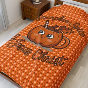 Pumpkin Spice and Jesus Christ Velveteen Blanket - Image 4