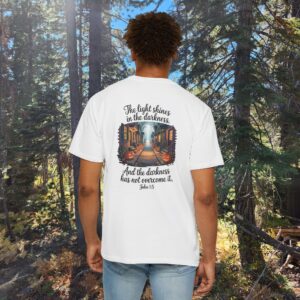 Halloween The Light Shines in the Darkness Christian Shirt - John 1:5 - Image 4
