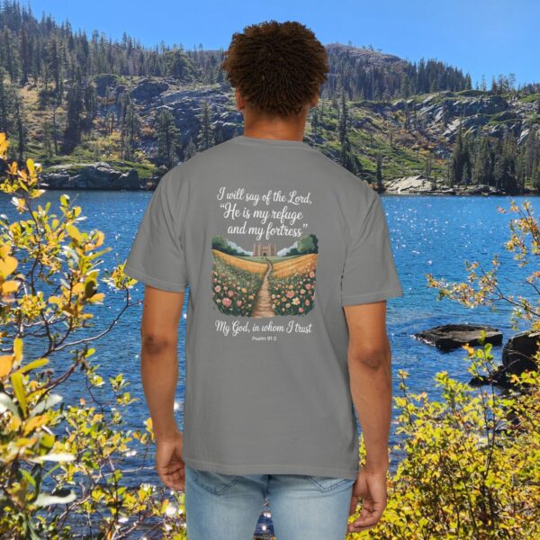 Model of The Lord is My Refuge Christian T-Shirt - Psalm 91:2 44