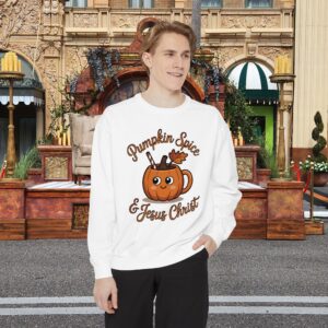 Pumpkin Spice and Jesus Christ Fall Christian Sweatshirt - Image 5