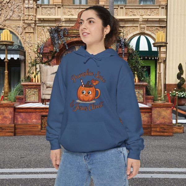 Model of Pumpkin Spice and Jesus Christ Christian Hoodie - Unisex 48