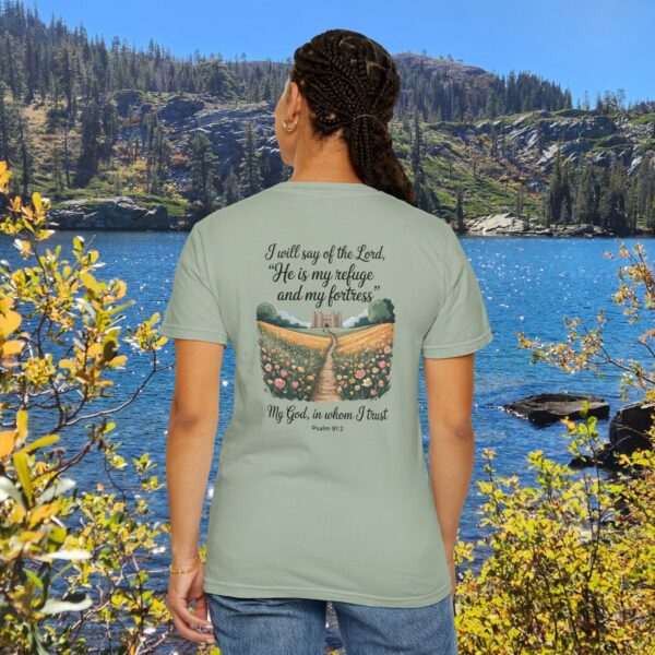 Model of The Lord is My Refuge Christian T-Shirt - Psalm 91:2 1