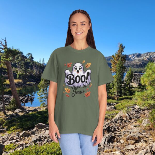 Model of Boo-lieve in Jesus Adorable Ghost Christian T-Shirt 1