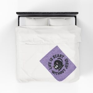 Life is Scary Without Jesus Christian Blanket - Black Cat Velveteen Blanket - Image 9