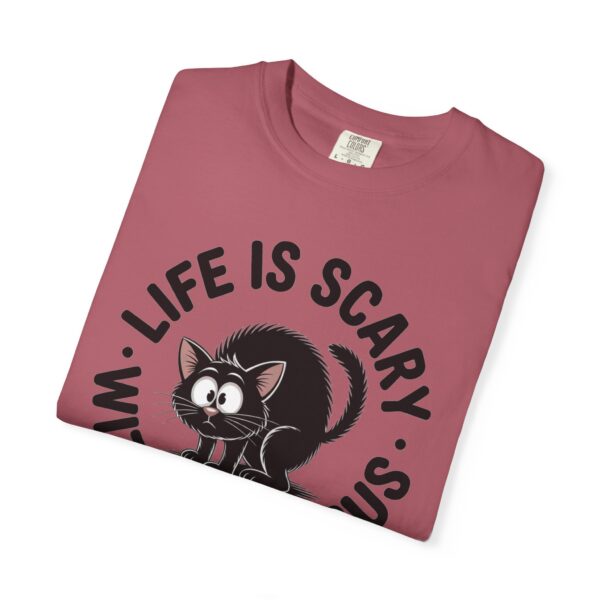 Model of Life Is Scary Without Jesus Christian T-Shirt - Scared Black Cat Tee 94