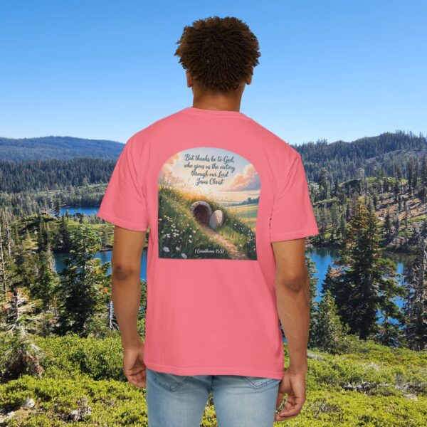 Model of Thanks Be to God Christian T-Shirt - 1 Corinthians 15:57 68
