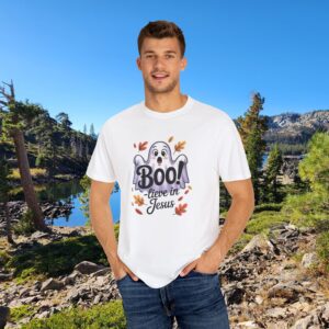 Boo-lieve in Jesus Adorable Ghost Christian T-Shirt - Image 6