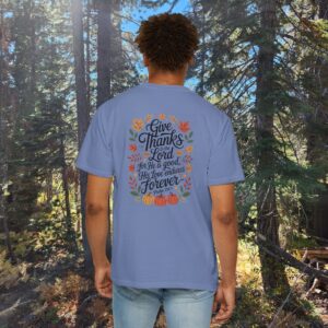 Give Thanks to the Lord Fall Christian T-Shirt - Psalm 136:1 - Image 17
