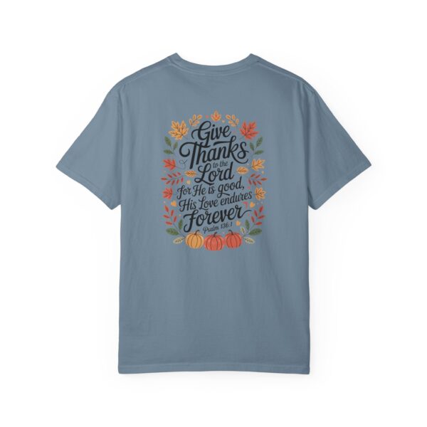 Model of Give Thanks to the Lord Fall Christian T-Shirt - Psalm 136:1 40