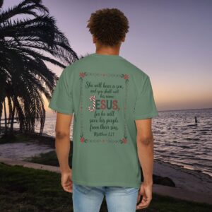 You Shall Call His Name Jesus Christian T-Shirt - Matthew 1:21 - Image 2