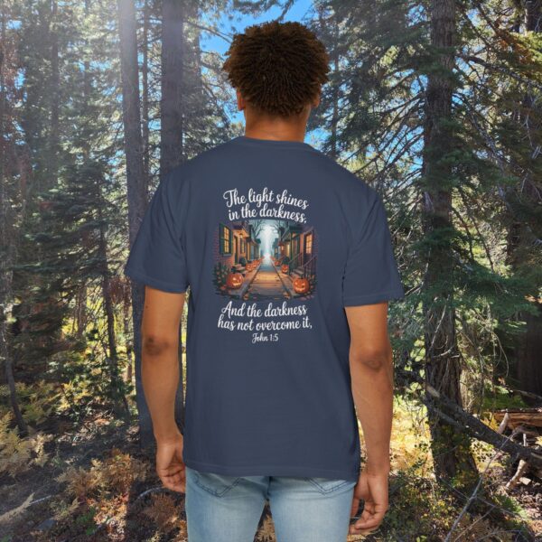 Model of Halloween The Light Shines in the Darkness Christian Shirt - John 1:5 48