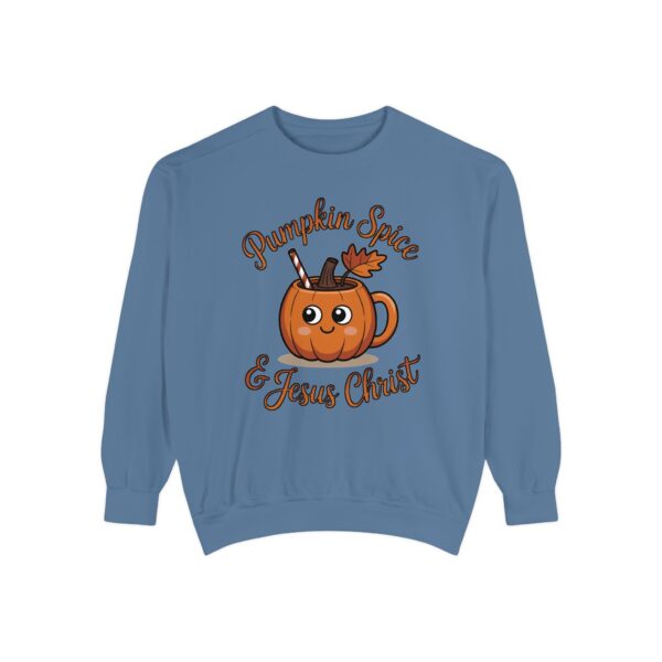 Model of Pumpkin Spice and Jesus Christ Fall Christian Sweatshirt 40