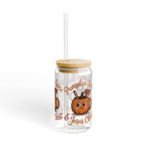 Pumpkin Spice & Jesus Christ 16oz Sipper Glass 22 Pumpkin Spice & Jesus Christ 16oz Sipper Glass - Image 7