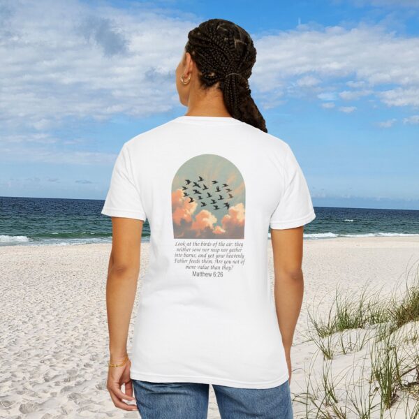 Look at the Birds of the Air Christian T-Shirt - Matthew 6:26 9 Model of Look at the Birds of the Air Christian T-Shirt - Matthew 6:26 8