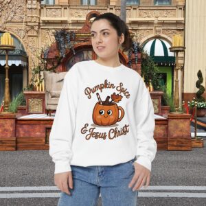 Pumpkin Spice and Jesus Christ Fall Christian Sweatshirt - Image 4