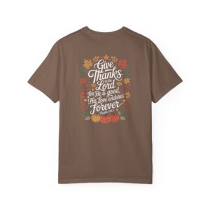 Give Thanks to the Lord Fall Christian T-Shirt - Psalm 136:1 - Image 9