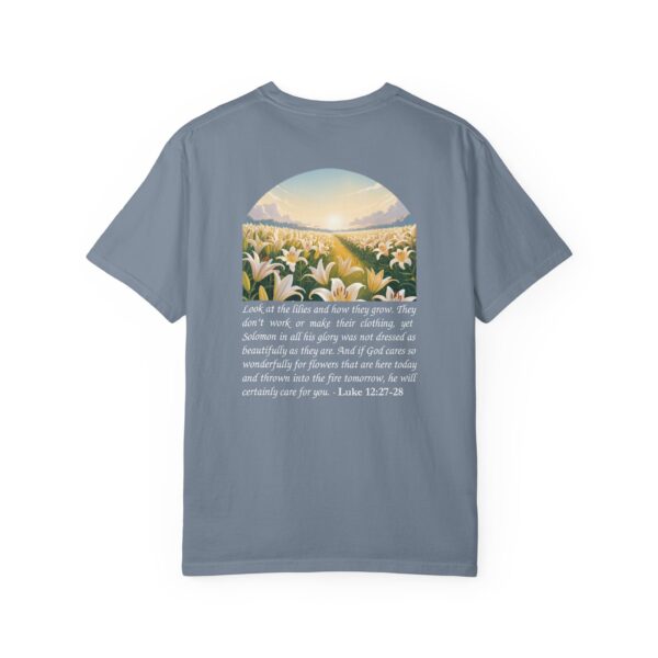 Model of Look at the Lilies and How They Grow Christian T-Shirt - Luke 12:27-28 40