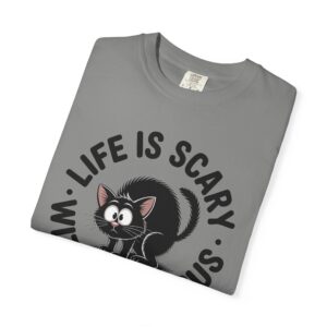 Life Is Scary Without Jesus Christian T-Shirt - Scared Black Cat Tee - Image 28