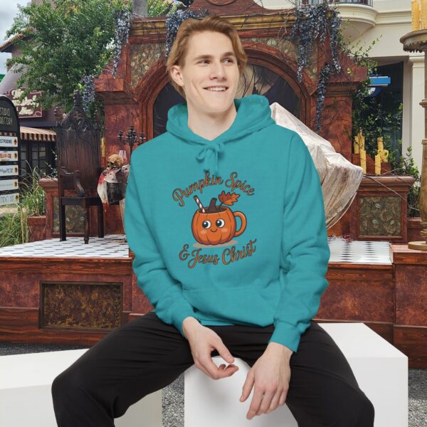 Model of Pumpkin Spice and Jesus Christ Christian Hoodie - Unisex 26