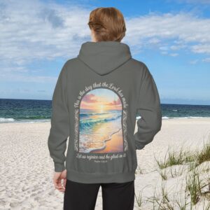 The Day the Lord Has Made Christian Hoodie - Comfort Colors Beach Sunset Psalm 118:24 Christian Sweatshirt - Image 11
