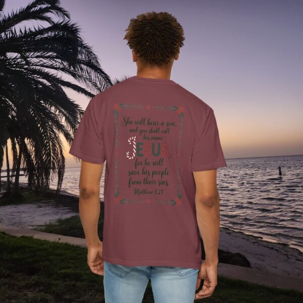 Model of You Shall Call His Name Jesus Christian T-Shirt - Matthew 1:21 38