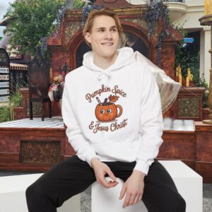 Pumpkin Spice and Jesus Christ Christian Hoodie - Unisex - Image 2