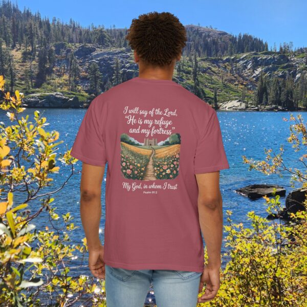 Model of The Lord is My Refuge Christian T-Shirt - Psalm 91:2 68