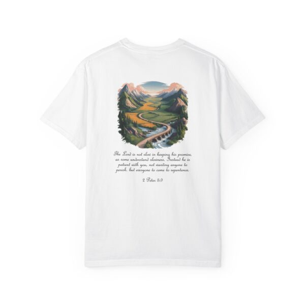 The Lord is Not Slow in Keeping His Promises Christian T-Shirt - 2 Peter 3:9 11 Model of The Lord is Not Slow in Keeping His Promises Christian T-Shirt - 2 Peter 3:9 10