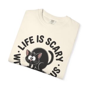 Life Is Scary Without Jesus Christian T-Shirt - Scared Black Cat Tee - Image 20