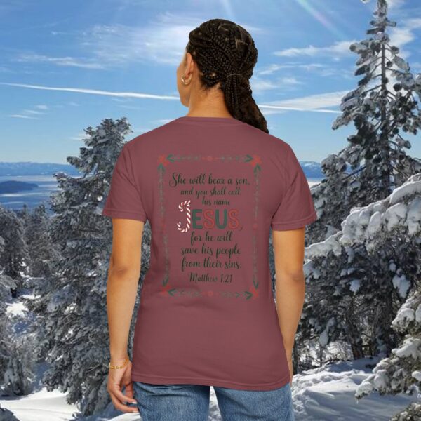 Model of You Shall Call His Name Jesus Christian T-Shirt - Matthew 1:21 36