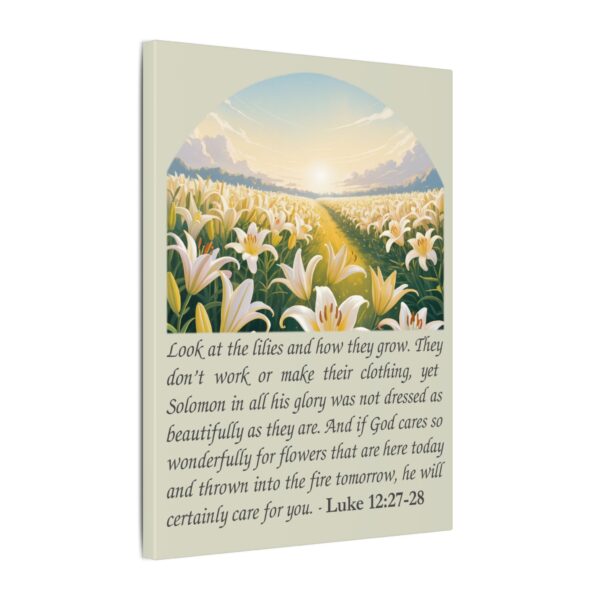 Model of Consider the Lilies and How They Grow Canvas Christian Wall Art - Luke 12:27-28 2
