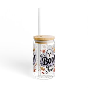Boo!-lieve in Jesus Cute Ghost Sipper Glass 16oz - Image 7