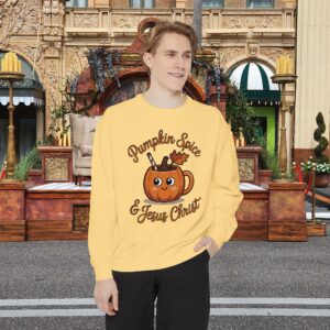 Pumpkin Spice and Jesus Christ Fall Christian Sweatshirt - Image 2