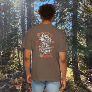 Give Thanks to the Lord Fall Christian T-Shirt - Psalm 136:1 - Image 8