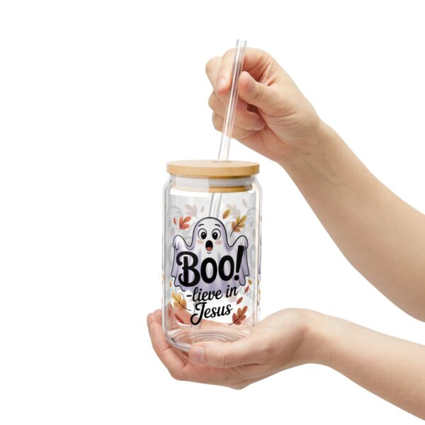 Model of Boo!-lieve in Jesus Cute Ghost Sipper Glass 16oz 6