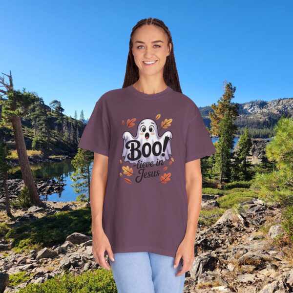 Model of Boo-lieve in Jesus Adorable Ghost Christian T-Shirt 80